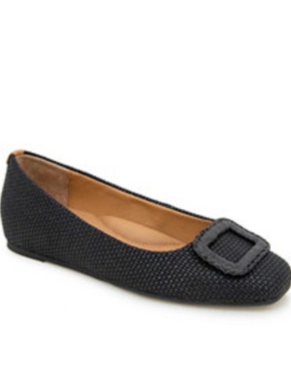 Gentle Souls Black Women’s Square-Toe Buckle Ballet Flat - Size 9